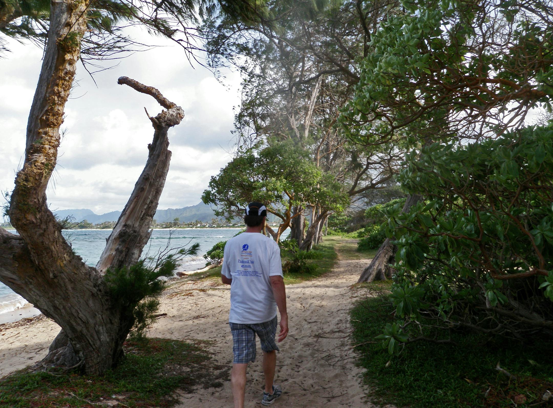 276 – A sandy footpath along the shore of Malaekahana State Recreation Area, a 37-acre wooded state park on Kalanai Point, on the Windward Coast of Oahu.