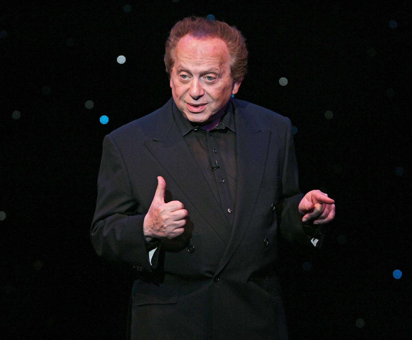 FILE Ñ Jackie Mason in "Jackie Mason Freshly Squeezed Just One Jew Talking,Ó at the Belasco Theater in Manhattan, March 8, 2005. Mason, whose staccato, arm-waving delivery and thick Yiddish accent kept the borscht belt style of comedy alive long after the Catskills resorts had shut their doors, died in Manhattan on July 24, 2021. He was 93. (Sara Krulwich/The New York Times)