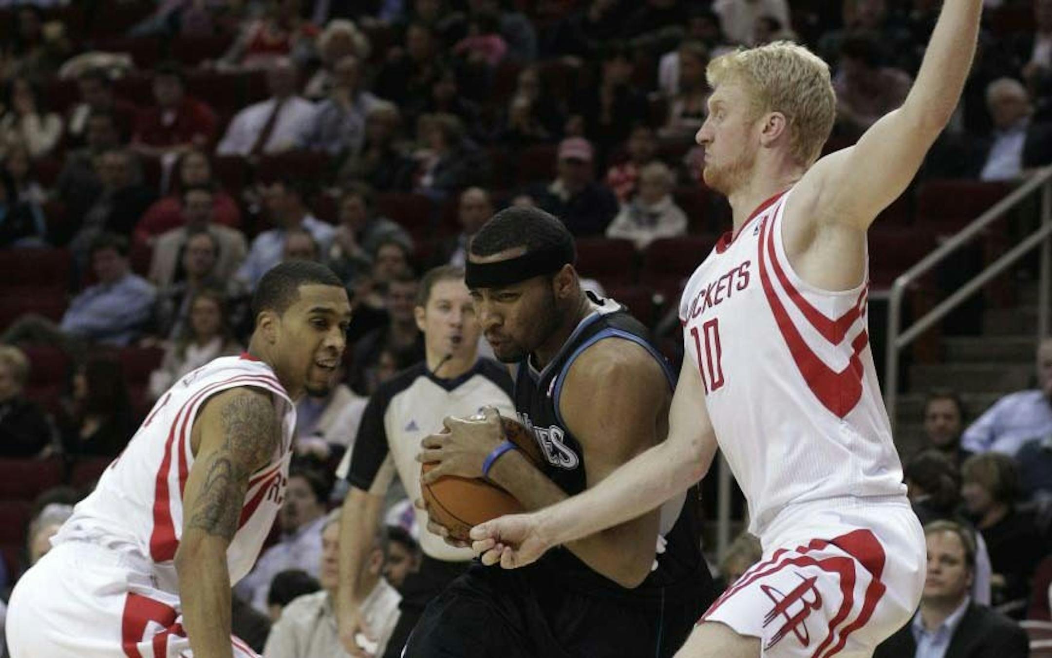 Chase Budinger (right) in a game against the Timberwolves in Feb. 2011.