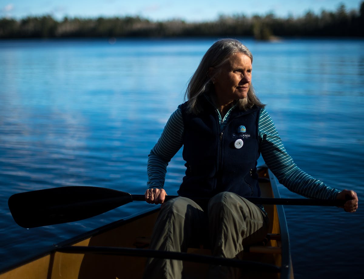 Becky Rom was photographed on the edge of Birch Lake, the proposed site of a Twin Metals copper mine near the edge of the BWCA.