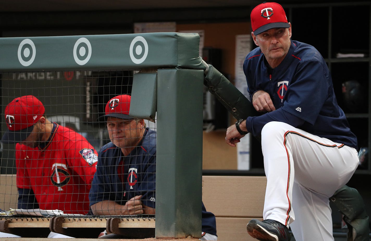 Minnesota Twins manager Paul Molitor watched from the dugout in the first inning. ] ANTHONY SOUFFLE &#xef; anthony.souffle@startribune.com Game action from an MLB game between the Minnesota Twins and the Texas Rangers Friday, Aug. 4, 2017 at Target Field in Minneapolis.