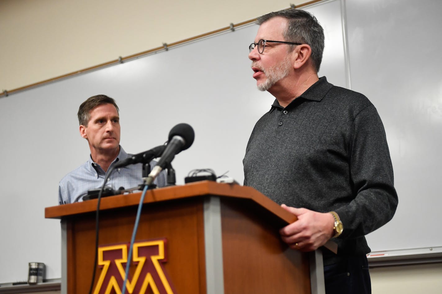 University of Minnesota President Eric Kaler, right, and athletic director Mark Coyle have been behind some big-ticket decisions that shows the school is willing to spend to be competitive in sports.