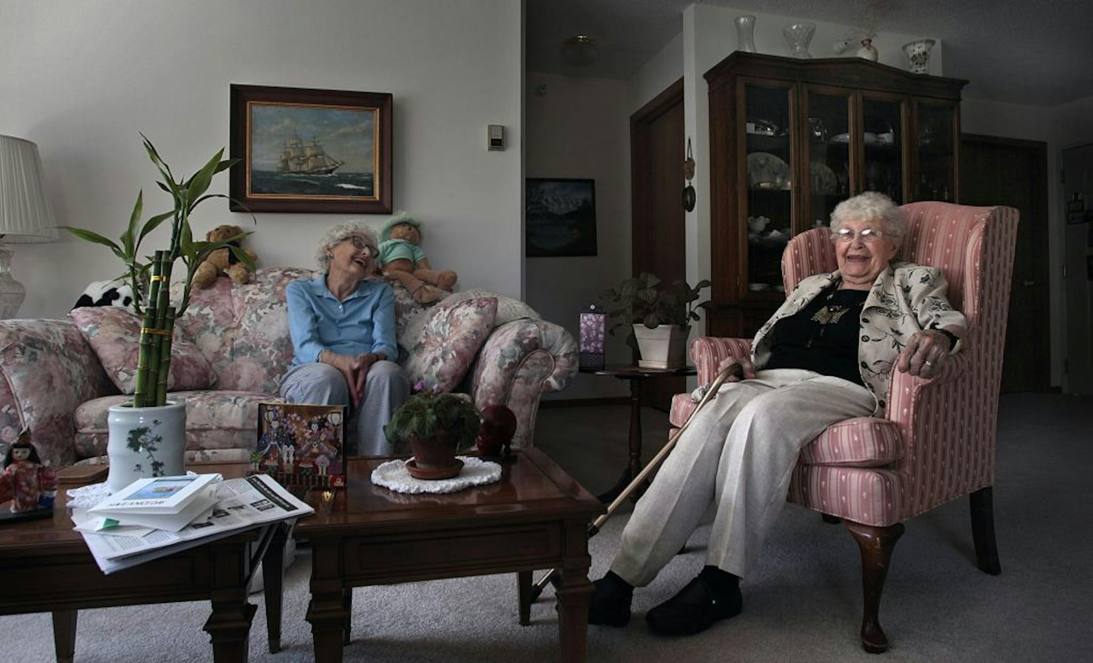 Annabelle Dale, 100 (right) and friend Joyce McCarthy have teamed up to create greeting cards. The cards feature Annabelle's poems and Joyce's art and design work. The pair then share the cards with residents who live a their building.