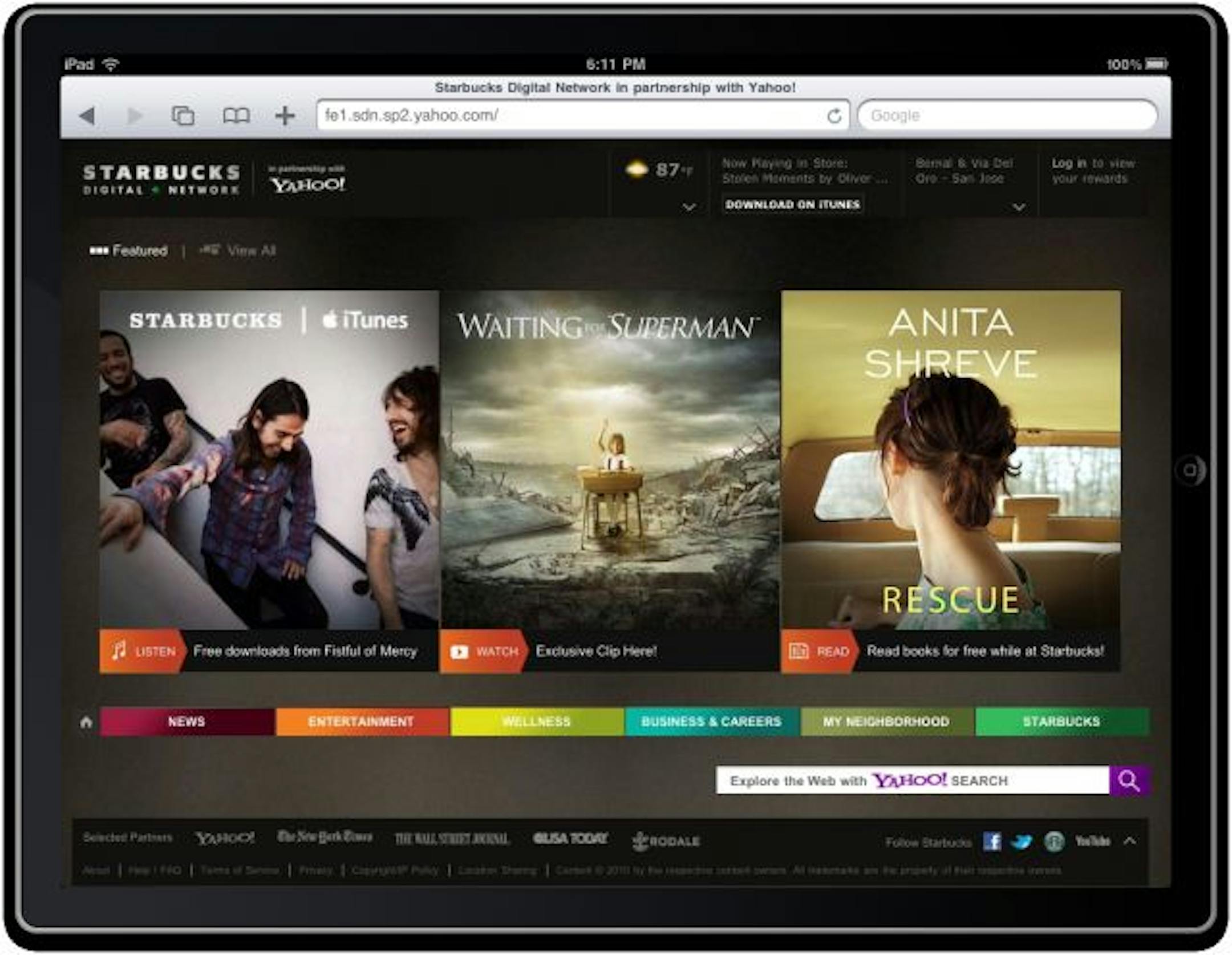 In this screen-shot provided by Starbucks Corp., the website for Starbuck's Digital Network is displayed on an Apple iPad.