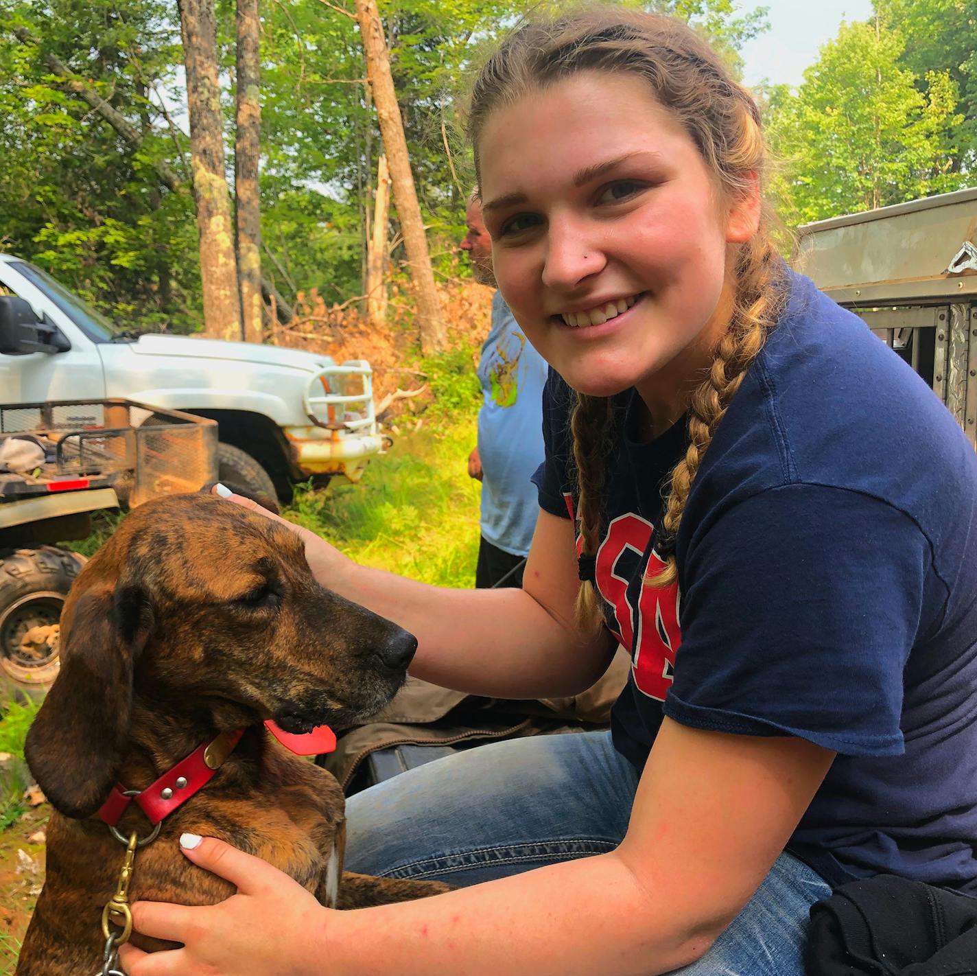 Rachel Germain and Showtime, shown in an old family snapshot. The family has lost Showtime and a littermate to wolves.