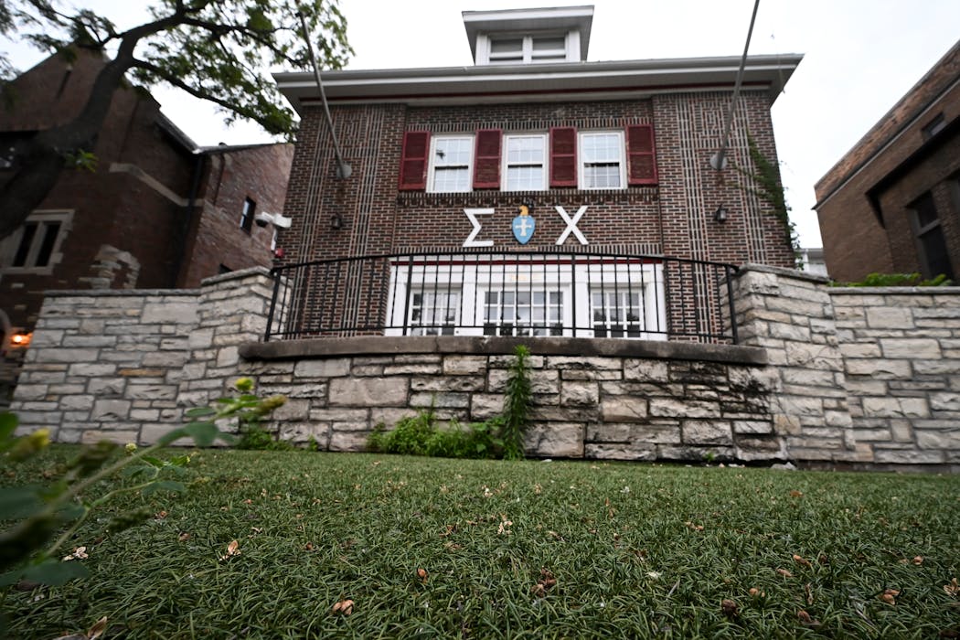 Artificial turf outside Sigma Chi on Thursday.