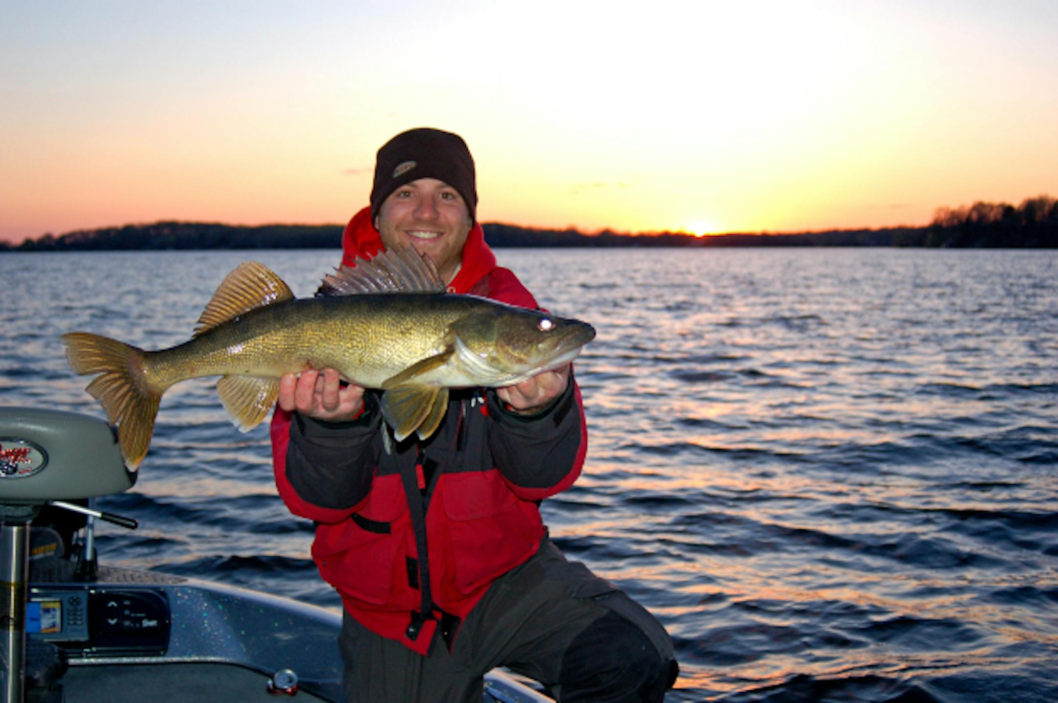 Travis Frank with an opening day lake Minnetonka walleye