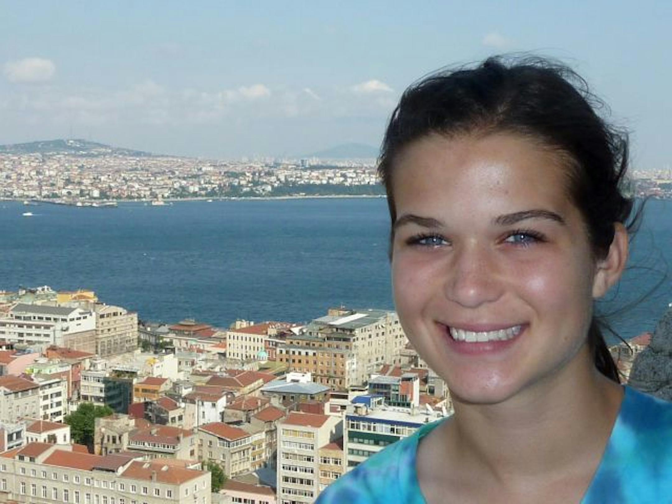 Becca Ebert on a perch high above Istanbul, Turkey.