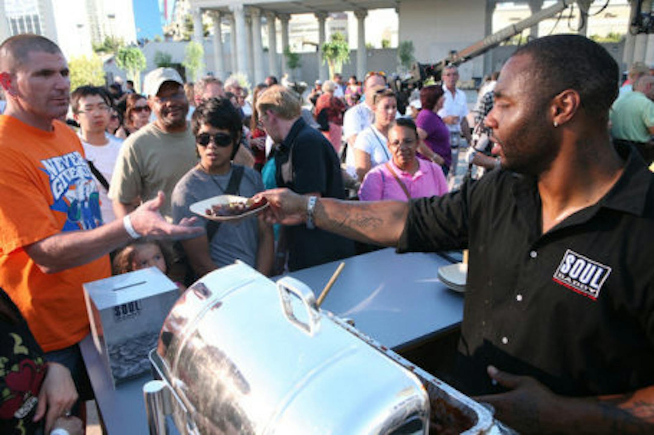 AMERICA'S NEXT GREAT RESTAURANT -- Episode 108  "Venture in Vegas" -- Pictured: (right) Jamawn "Jay" Woods -- Photo by: Marlene Karas/NBC