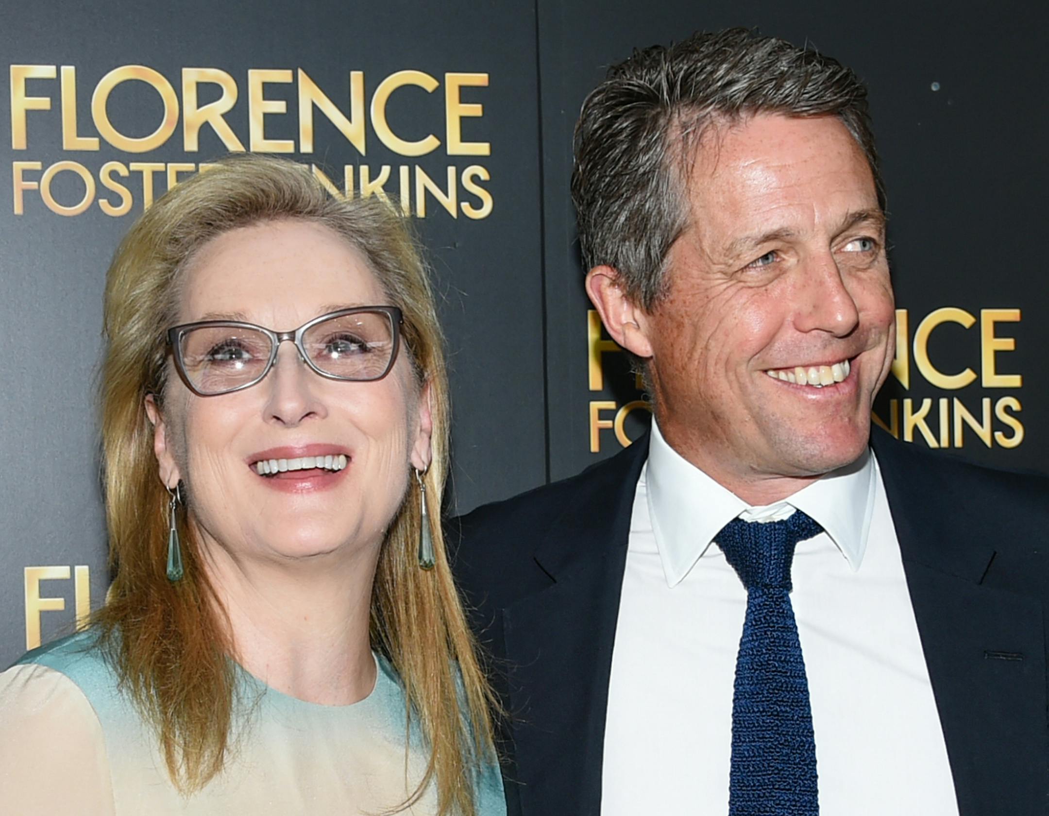 Actors Meryl Streep, left, and Hugh Grant attend the premiere of "Florence Foster Jenkins" at AMC Loews Lincoln Square on Tuesday, Aug. 9, 2016, in New York. (Photo by Evan Agostini/Invision/AP)