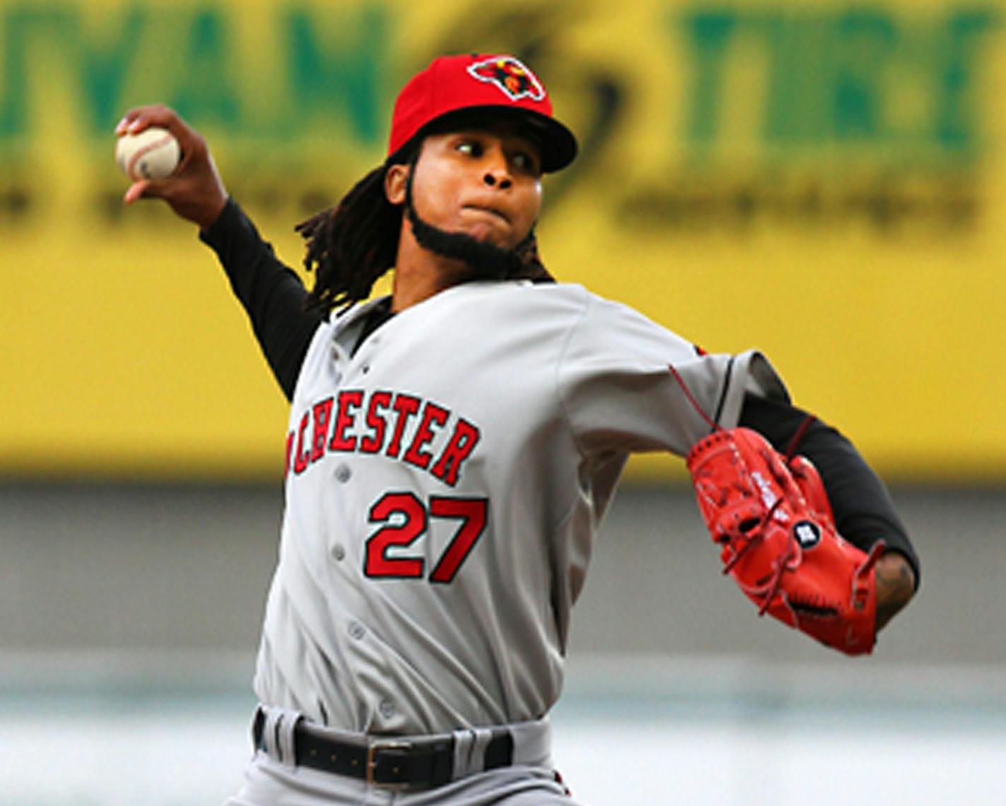 Thursday night June, 25, 2015, Twins pitcher Ervin Santana pitched for the Rochester Red Wings against the Pawtucket PawSox in Pawtucket, R.I., as he works his way back to the major leagues. The PawSox and the Red Wings square off tonight at 7:05pm at McCoy Stadium. The Pawtucket Red Sox. Provided by the Red Wing organzation