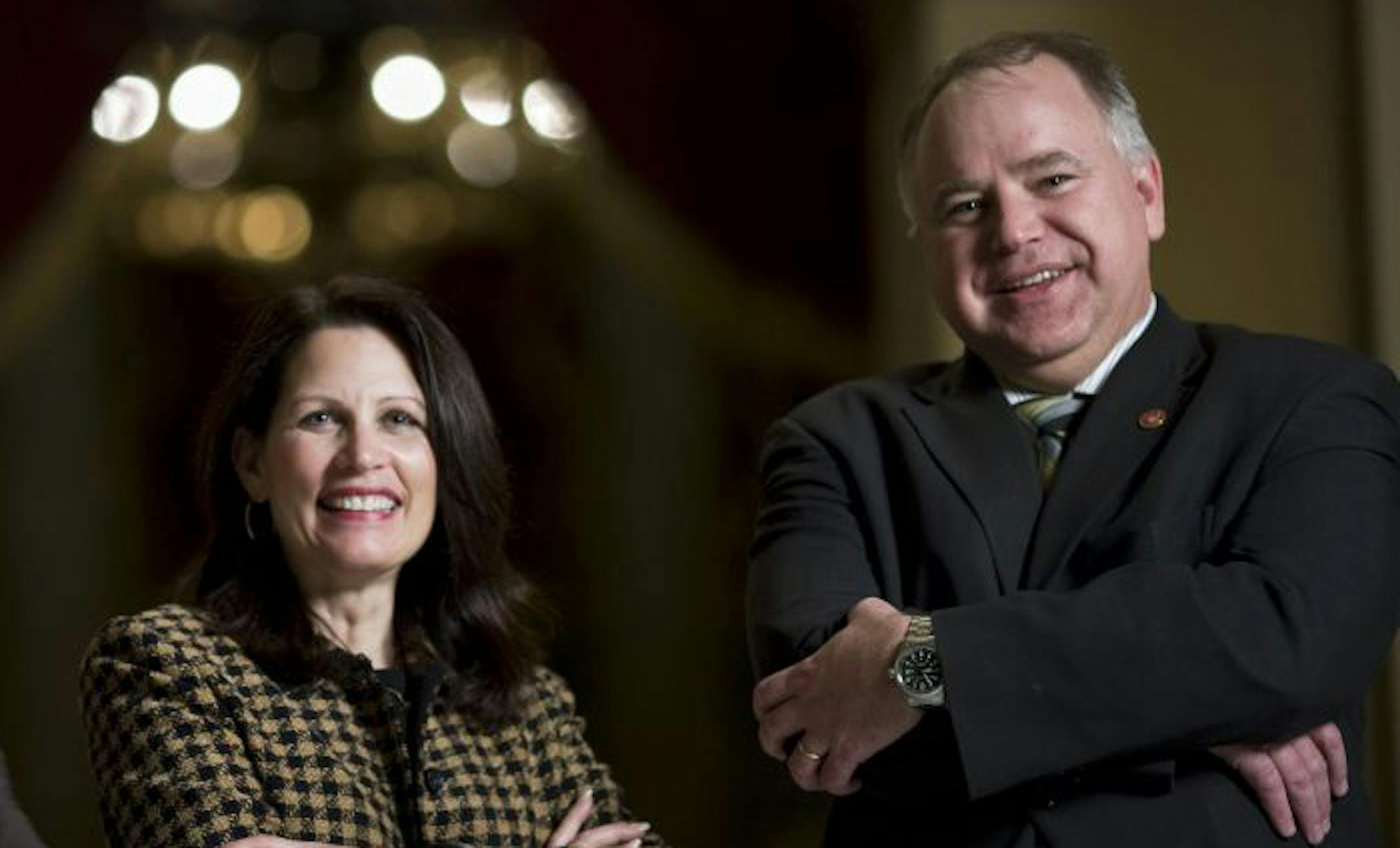 U.S. Reps. Michele Bachmann and Tim Walz, shown here as freshmen, each face only one general-election opponent this year, a rarity for them.