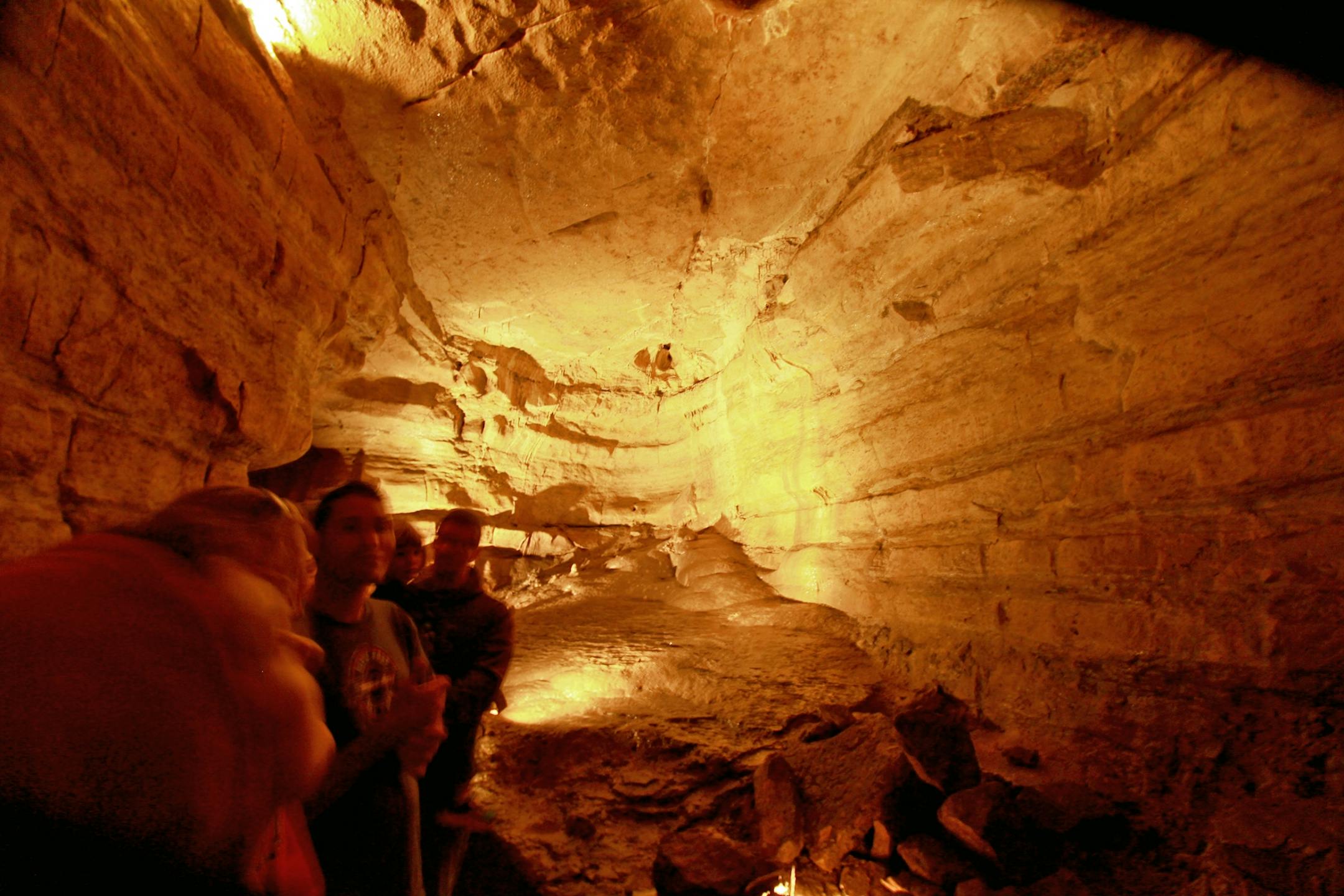 Visitors look at cave formations at Forestville/Mystery Cave State Park in southwest Minnesota.