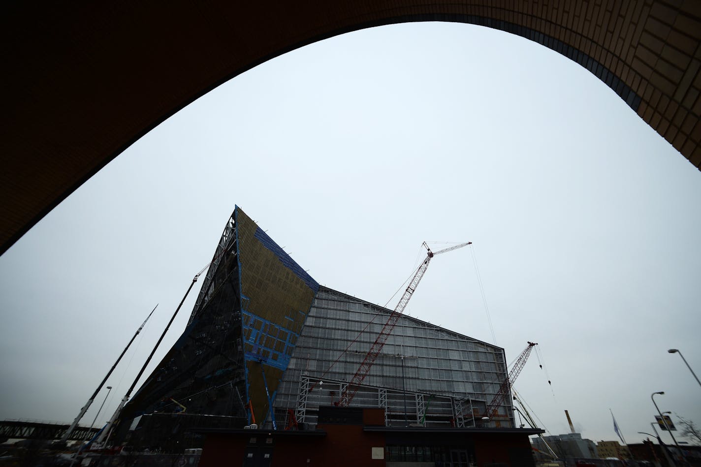 U.S. Bank Stadium as seen from the Downtown East Station and Platform Friday. ] (AARON LAVINSKY/STAR TRIBUNE) aaron.lavinsky@startribune.com B3 photo taken Friday, Nov. 20, 2015 in Minneapolis, Minn.