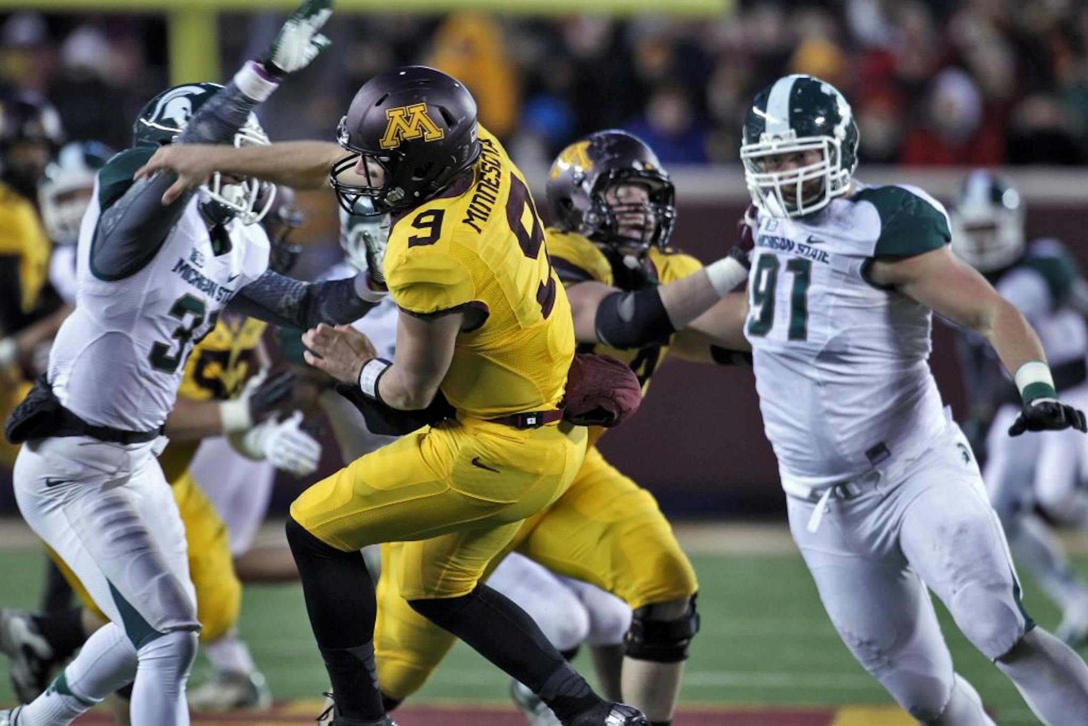 Freshman quarterback Philip Nelson found it tough to do much against the relentless pressure of the Michigan State defense Saturday, but he has time to work on improvements — the Gophers won't play their bowl game for more than a month.