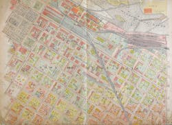 1914 Plat Maps of downtown Minneapolis, showing the extensive rail lines.