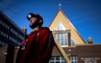 Aubrey Rhodes posed for a portrait outside of the Salvation Army Harbor Light Center, Minneapolis where he works security. Rhodes who is originally fr