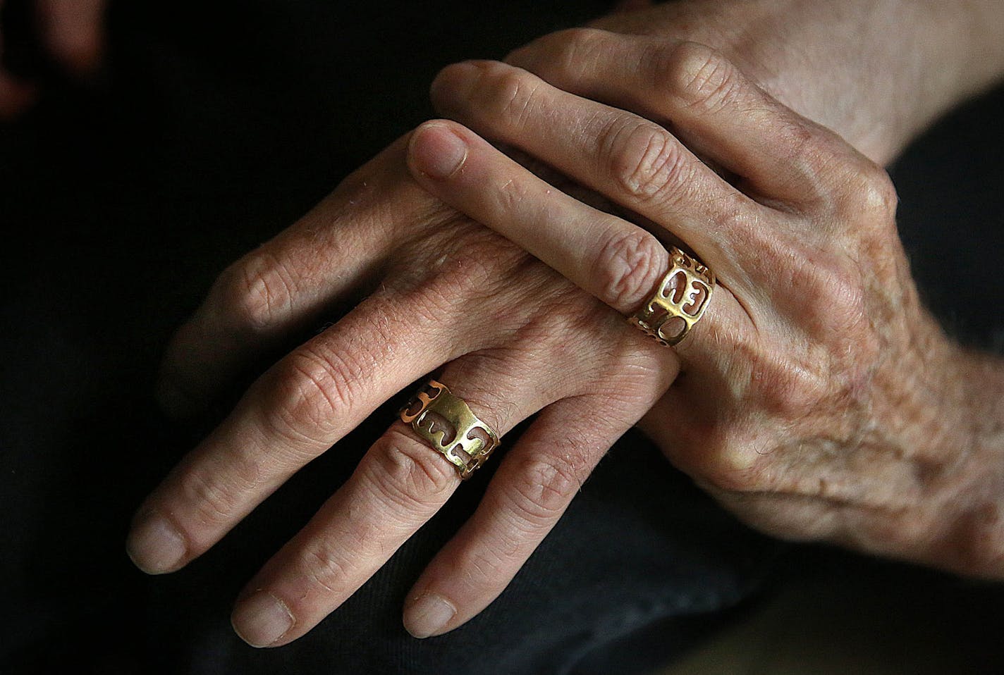 Jack Baker and Michael McConnell still wear the rings they exchanged during their 1971 wedding ceremony.