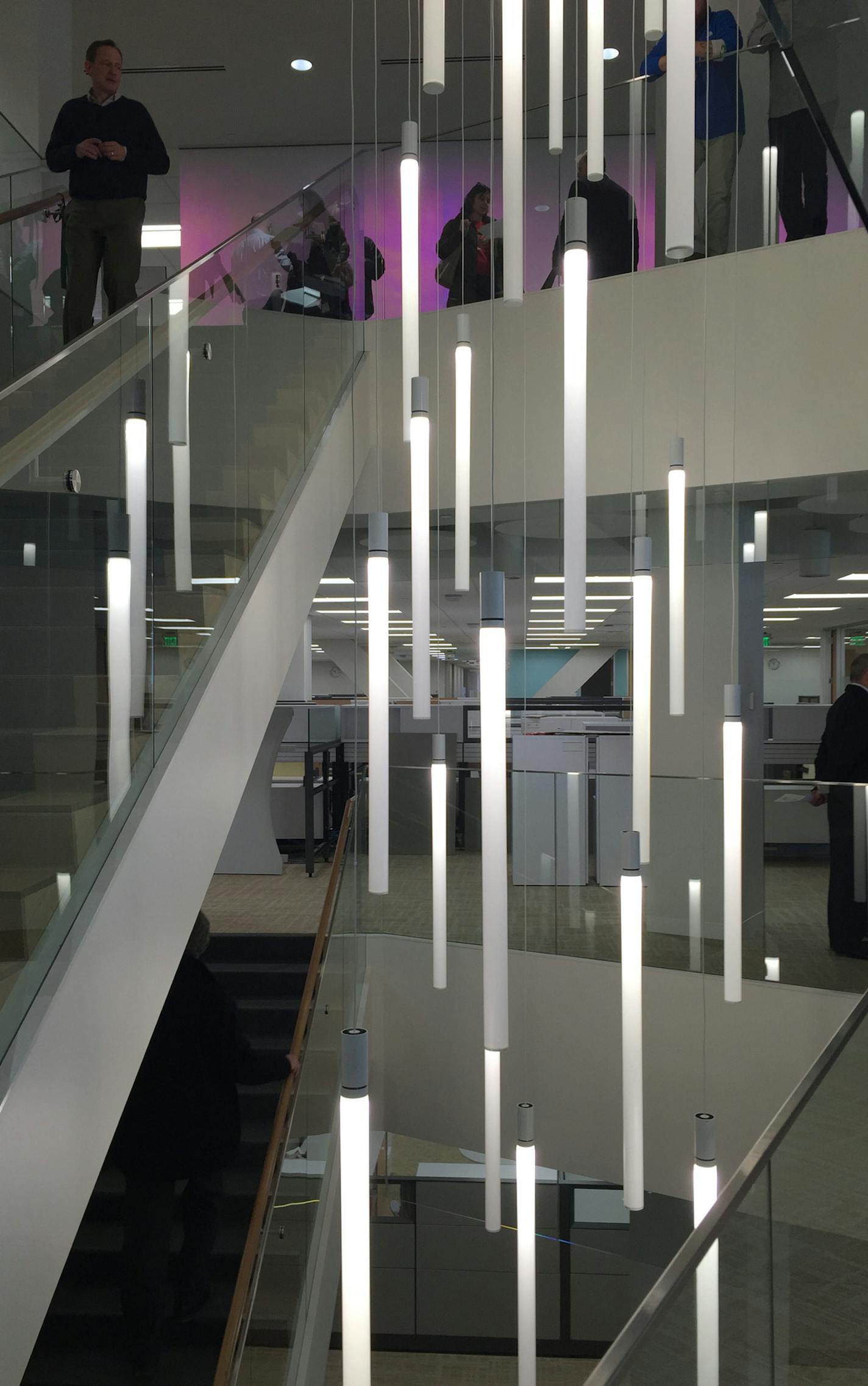 Capella - Star Tribune employees get their first look at the new offices in the Capella tower bldg,- in cluding the open taircase that joins floors. ] Tom Sweeney, Star Tribune, March 05, 2015