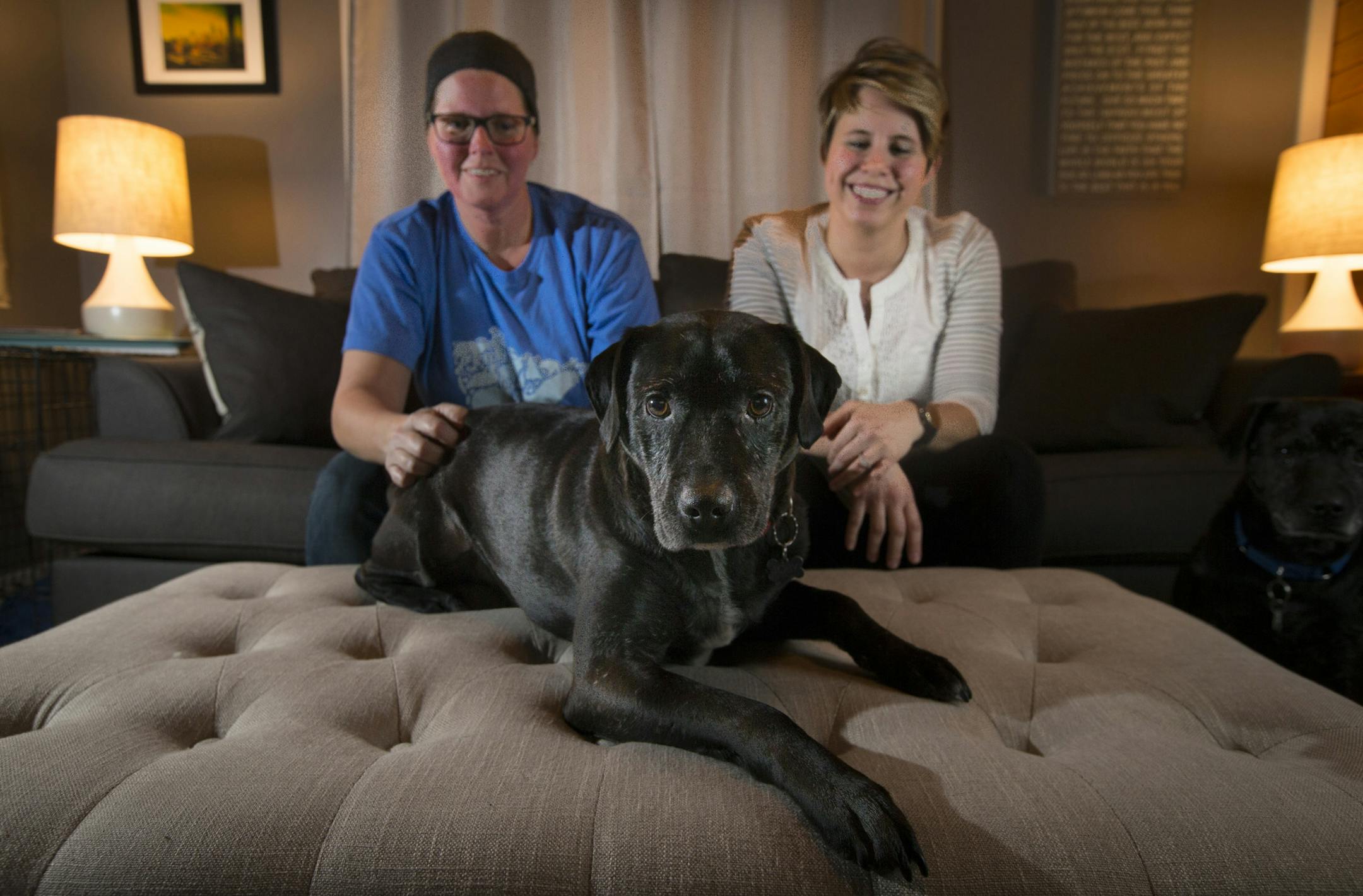 Fianc&#xc8;s Jen Lehman and Rachel Haemig used The Retrievers to help find their dog Toby this fall. Photographed on Tuesday, February 9, 2016 in Ramsey, Minn. ] RENEE JONES SCHNEIDER &#xef; reneejones@startribune.com The Retrievers, a Twin Cities nonprofit, specializes in helping people find their lost dogs for free. Volunteers give advice on everything from making "lost dog" signs to mapping sightings on Google maps and catching pups in an electromagnetic trap they invented themselves. Last ye