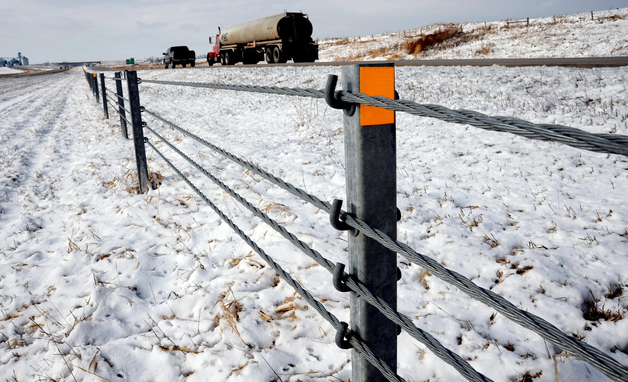 This median fence along Interstate 94 near West Union, Minn., is the exception, not the rule, along freeways in the state.