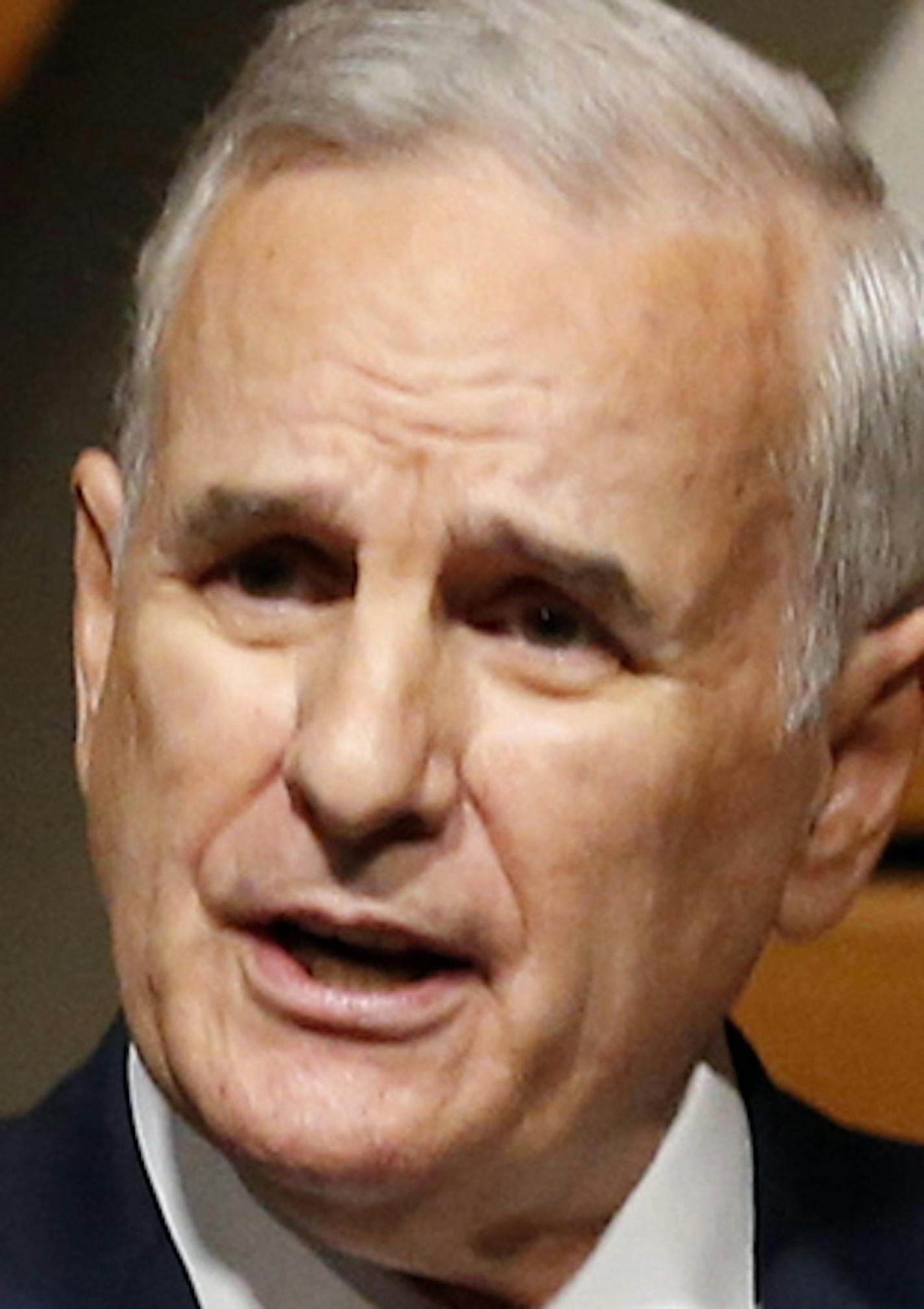 Minnesota Gov. Mark Dayton delivers his State of the State address Wednesday, March 9, 2016, at the University of Minnesota in Minneapolis. (AP Photo/Jim Mone) ORG XMIT: MIN2016030920155133 ORG XMIT: MIN1603101036580383