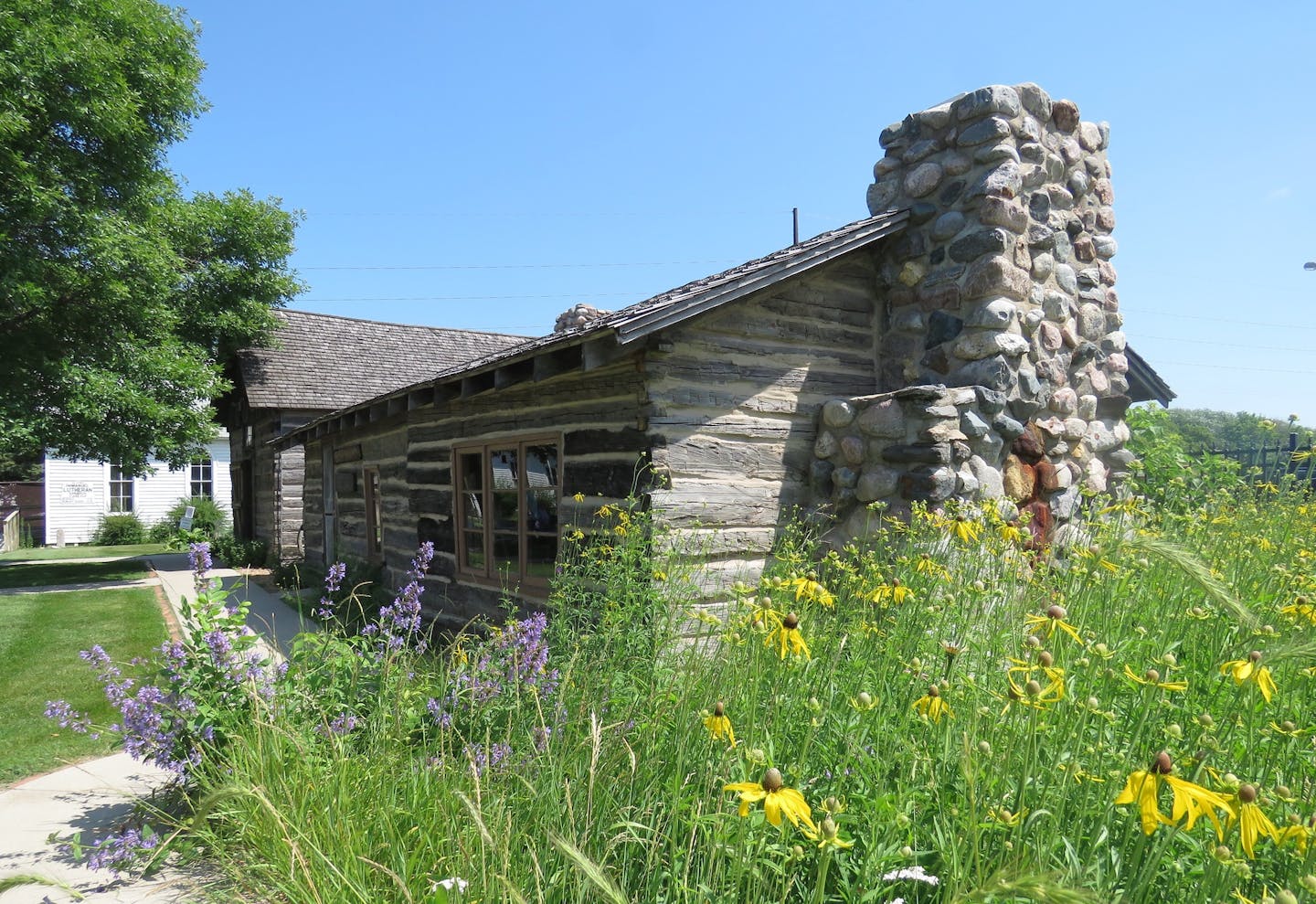 A pioneer log cabin at Alexandria&#x2019;s Runestone Museum.