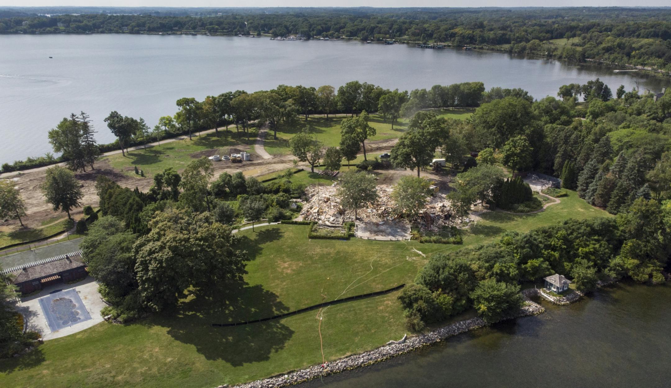 The demolished remains of the Pillsbury Mansion were photographed Wednesday, August 29, 2018 in Orono, Minn.