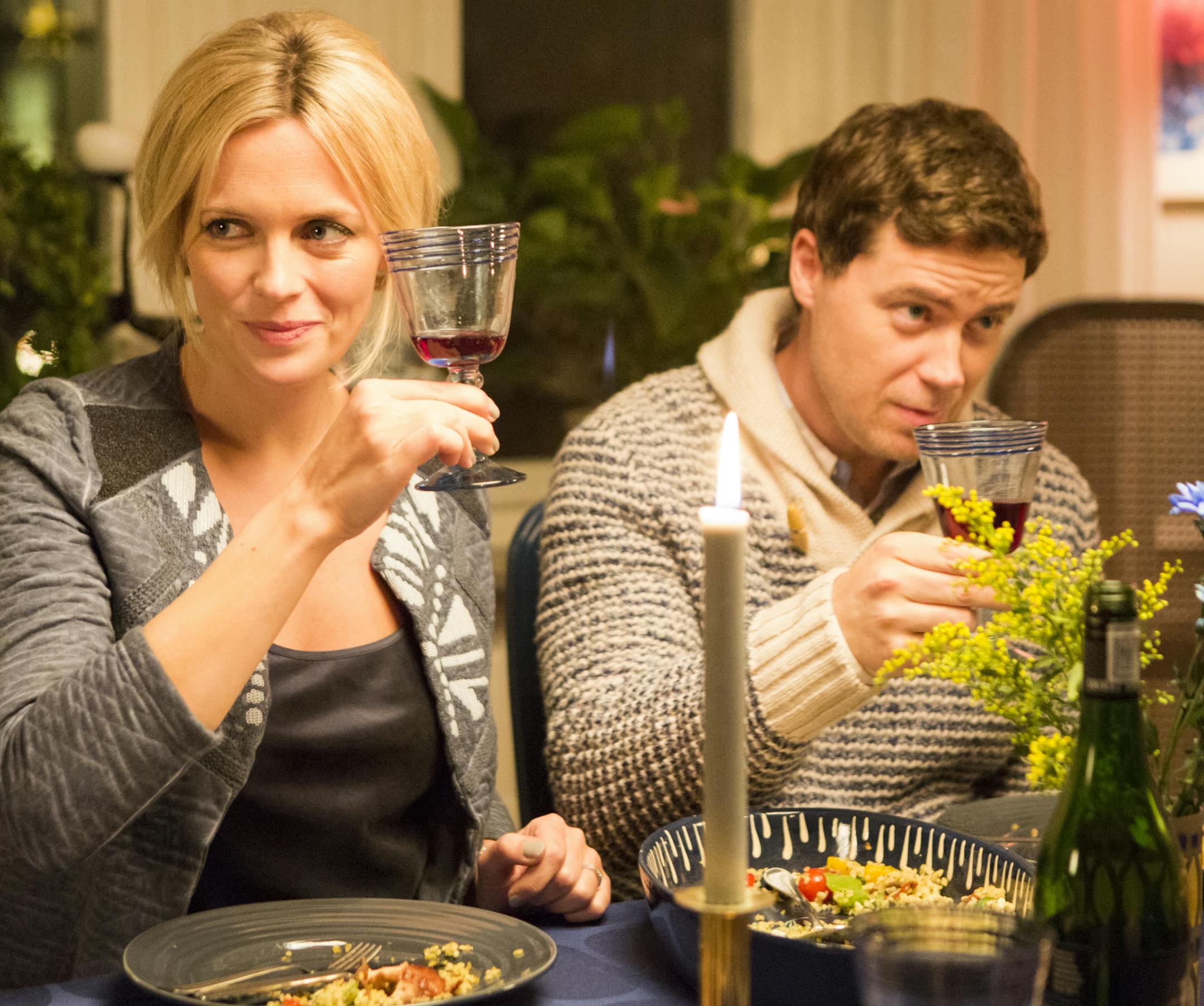 Josephine Bornebusch as Emma Wiik and Greg Poehler as Bruce Evans in the second season of "Welcome to Sewden." -- (Photo by: Alexandra Aristarhova/TV4 AB) ORG XMIT: Season: 2