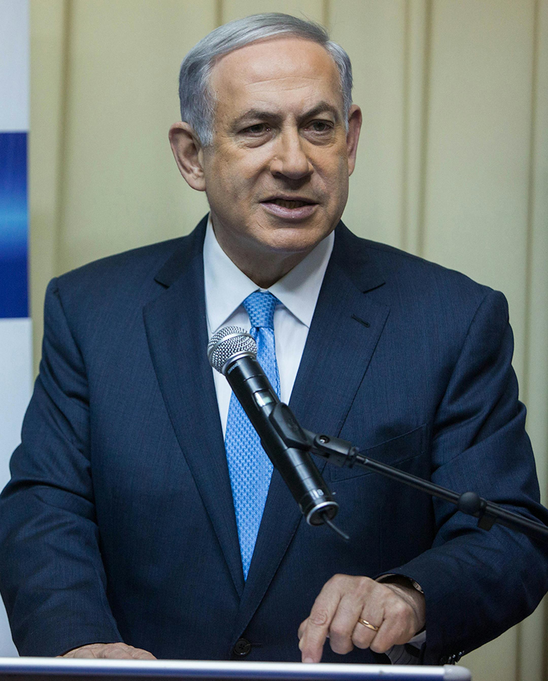 Israeli Prime Minister and Likud Party's leader Benjamin Netanyahu gives a statement to the media at the Prime Minister's residence in Jerusalem, on March 17, 2015. Results tallied Wednesday showed Netanyahu's party with a decisive win. (Xinhua/Zuma Press/TNS) ORG XMIT: 1165420 ORG XMIT: MIN1503180942361087