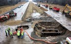 A water main break in Oakdale early Sunday morning caused a large washout under Interstate 694, and motorists will face a major detour for days, said 