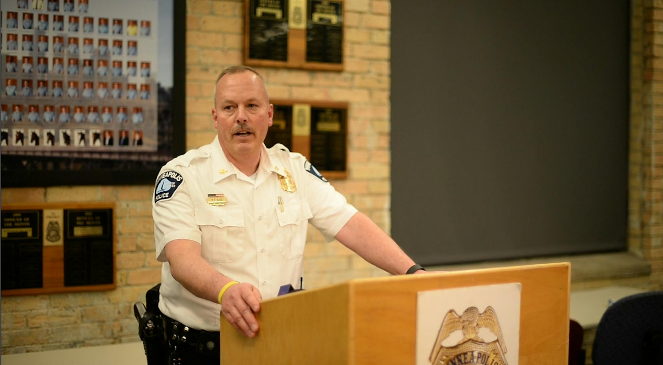 Minneapolis Police First Precinct Commander Mike Kjos held a news conference on violence in downtown Minneapolis Tuesday night.