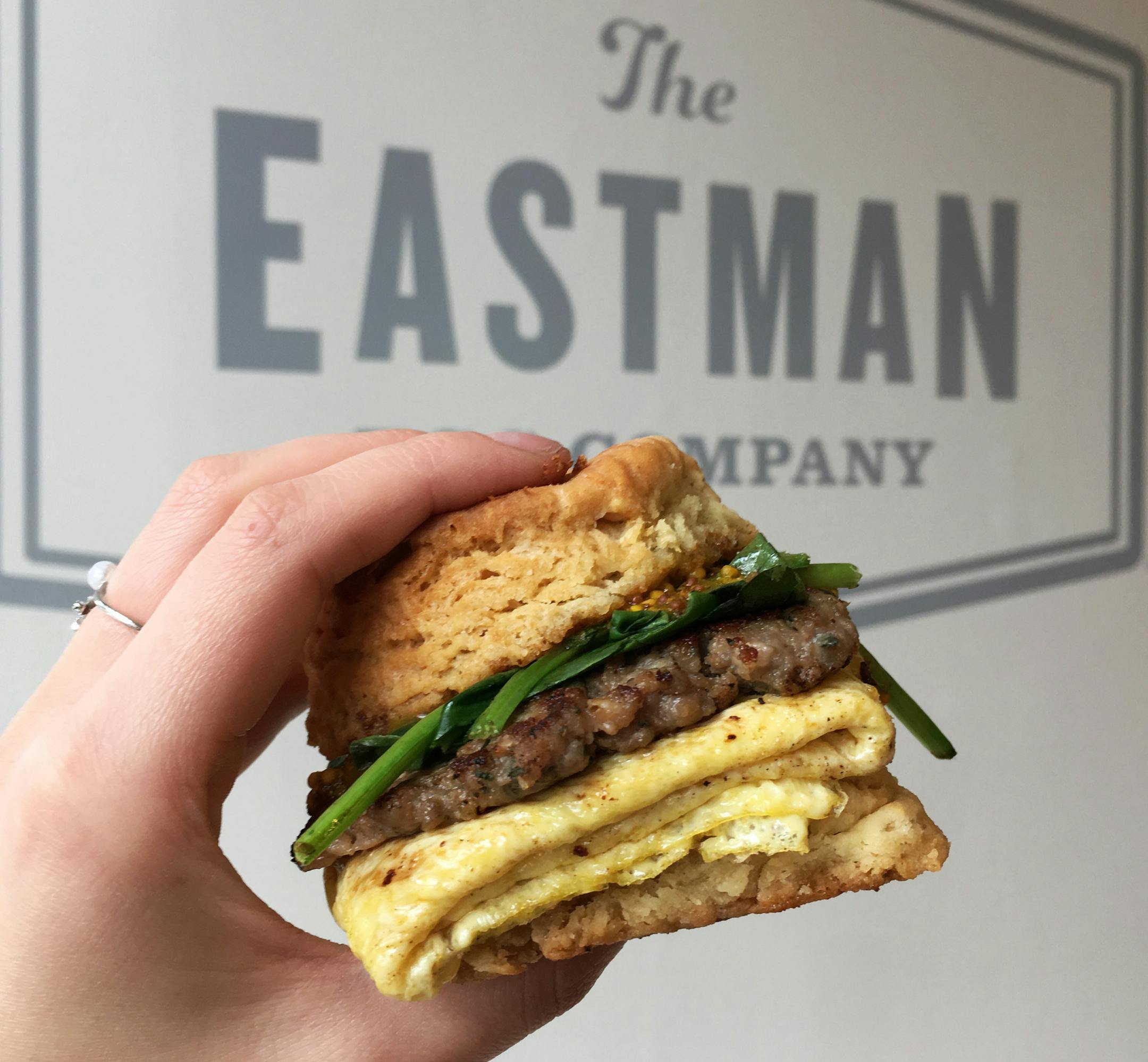 The S.M.S. breakfast biscuit is a popular item at The Eastman Egg Company in Chicago's West Loop. MUST CREDIT: The Eastman Egg Company ORG XMIT: 130.0.2253670604