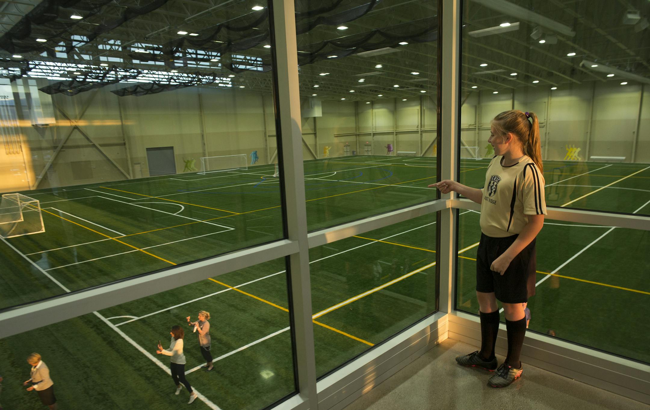 In woodbury the new Fieldhouse at Bielenberg Sports Center is the big thing. Jessica Telstad, 11.5 will be playing here in the winter The field is 90,000 square feet and replaces the old &#x201c;bubble.&#x201d; It&#x2019;s going to be the practice facilities for the Minnesota United.]Richard Tsong-Taatarii/rtsong- taatarii@startribune.com
