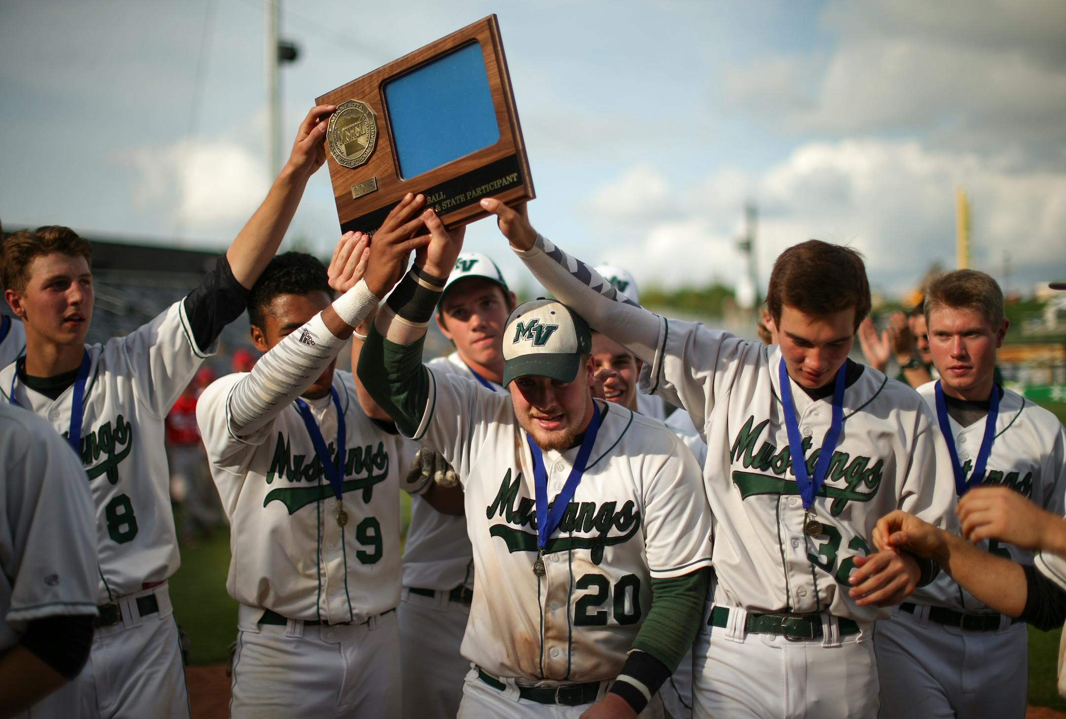 Mounds View baseball players celebrated their section title last year. The Mustangs will have a busy upcoming week, the norm for prep sports in the spring season.