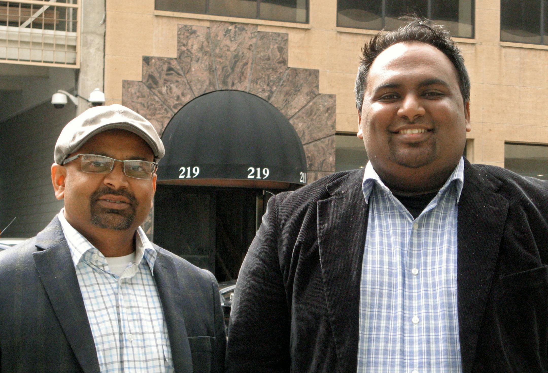 Hotel developers Minesh Patel and Harshal Patel right) have acquired the foreclosed Federal Plaza for $1 million and plan to convert it to a 40-plus room boutique hotel. Federal Plaza is a 40,000 square foot, century-old, five-story building at 219 S. Fourth St.