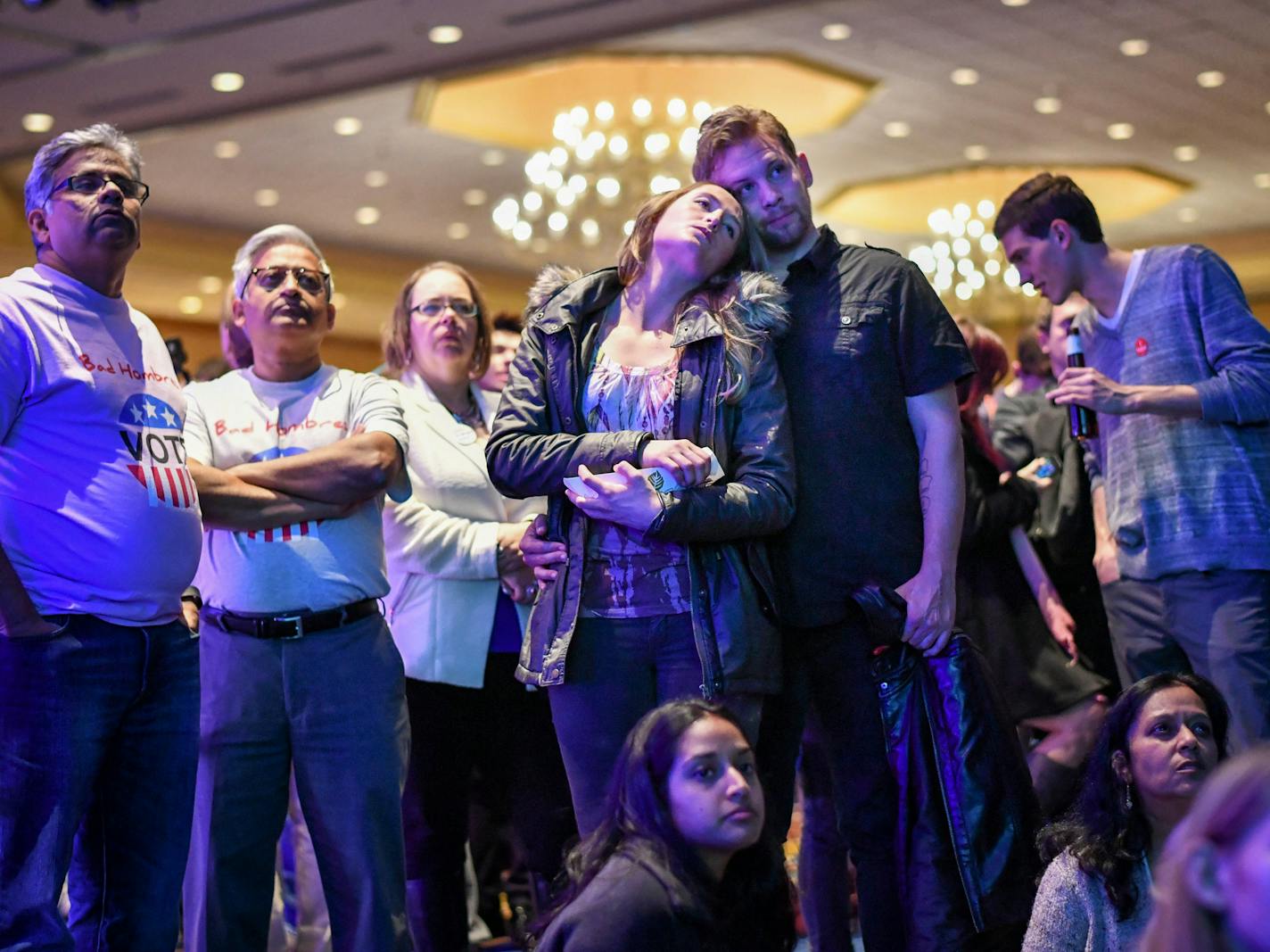 The mood was somber at Minnesota DFL's election party on Tuesday night. Hillary Clinton supporters watched as Florida was called for Donald Trump.