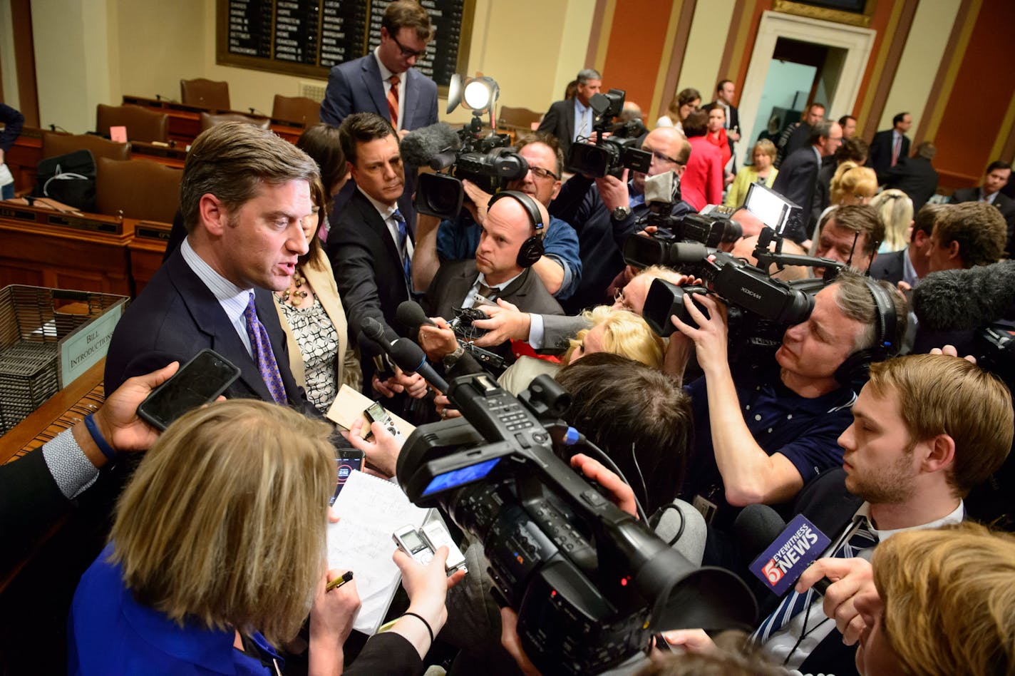 House Speaker Kurt Daudt held a post session press conference.