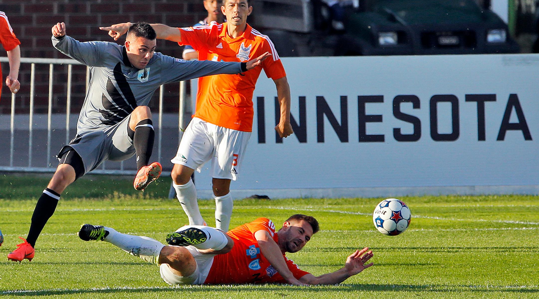United's Miguel Ibarra, left, chased down the ball during a match earlier this season in Blaine. Ibarra scored the game-winner Saturday to extend the United's win streak to 11.