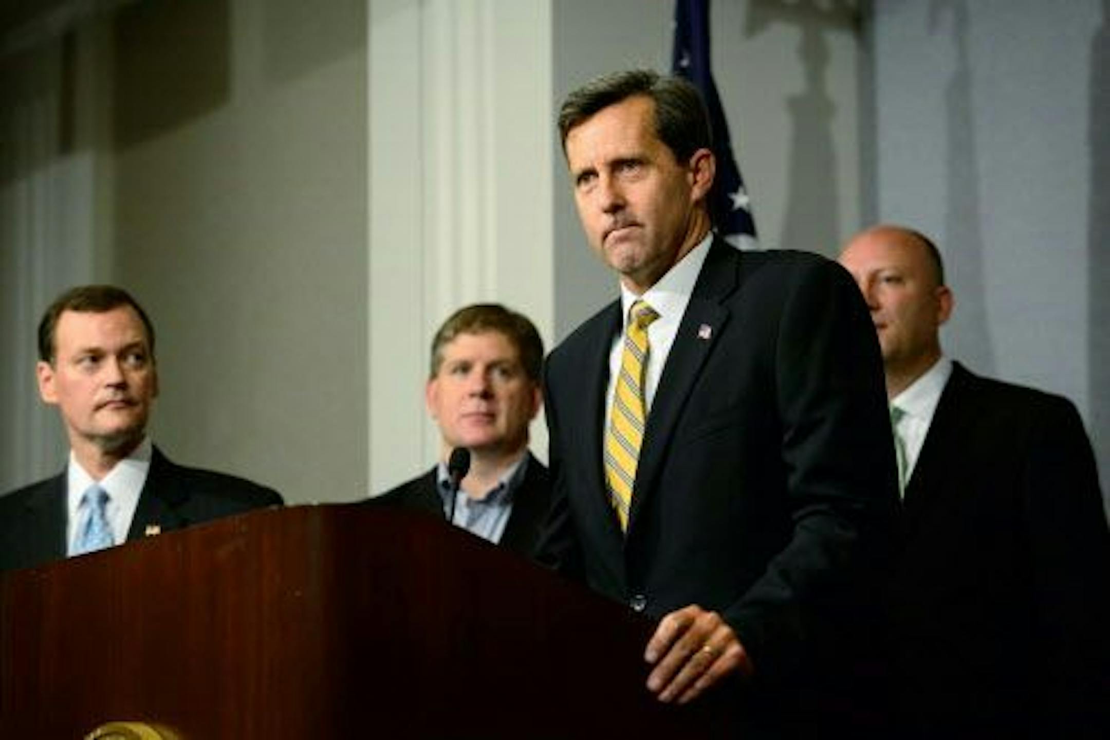 GOP Chairman Keith Downey answered questions about party unity, timing of the primary and value of the party endorsement. Jeff Johnson and the three other GOP primary candidates Kurt Zellers, Marty Seifert and Scott Honour held a "unity" news conference Wednesday morning.