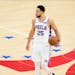 Philadelphia 76ers' Ben Simmons plays during Game 7 in a second-round NBA basketball playoff series against the Atlanta Hawks, Sunday, June 20, 2021, 