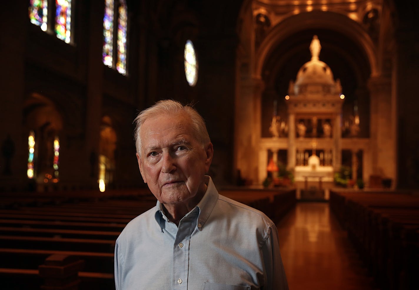 Don Loegering, 93, has been a fighter pilot, a Peace Corps volunteer, a prosecutor, a choir director, a photographer and even an actor. As part of its 100th anniversary, the Basilica of St. Mary is hosting a show of photos that Loegering -- who joined the congregation in 1934 -- has taken of the church over the years. ] JIM GEHRZ &#xef; james.gehrz@startribune.com / Minneapolis, MN / August 12, 2015 / 2:00 AM &#xf1; BACKGROUND INFORMATION: If you think there no is such a thing anymore as a Renai