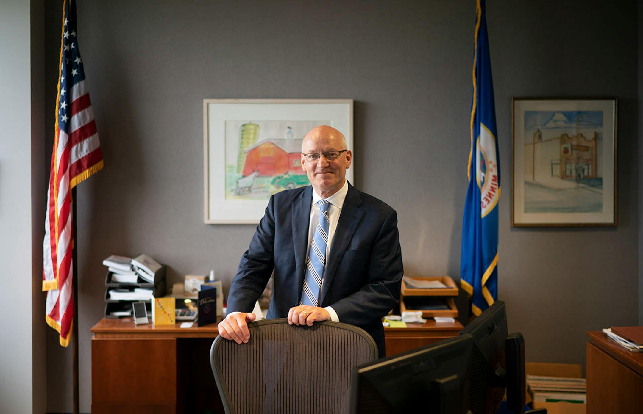 MMB Commissioner Myron Frans in his office on the fourth floor of the Centennial Building.