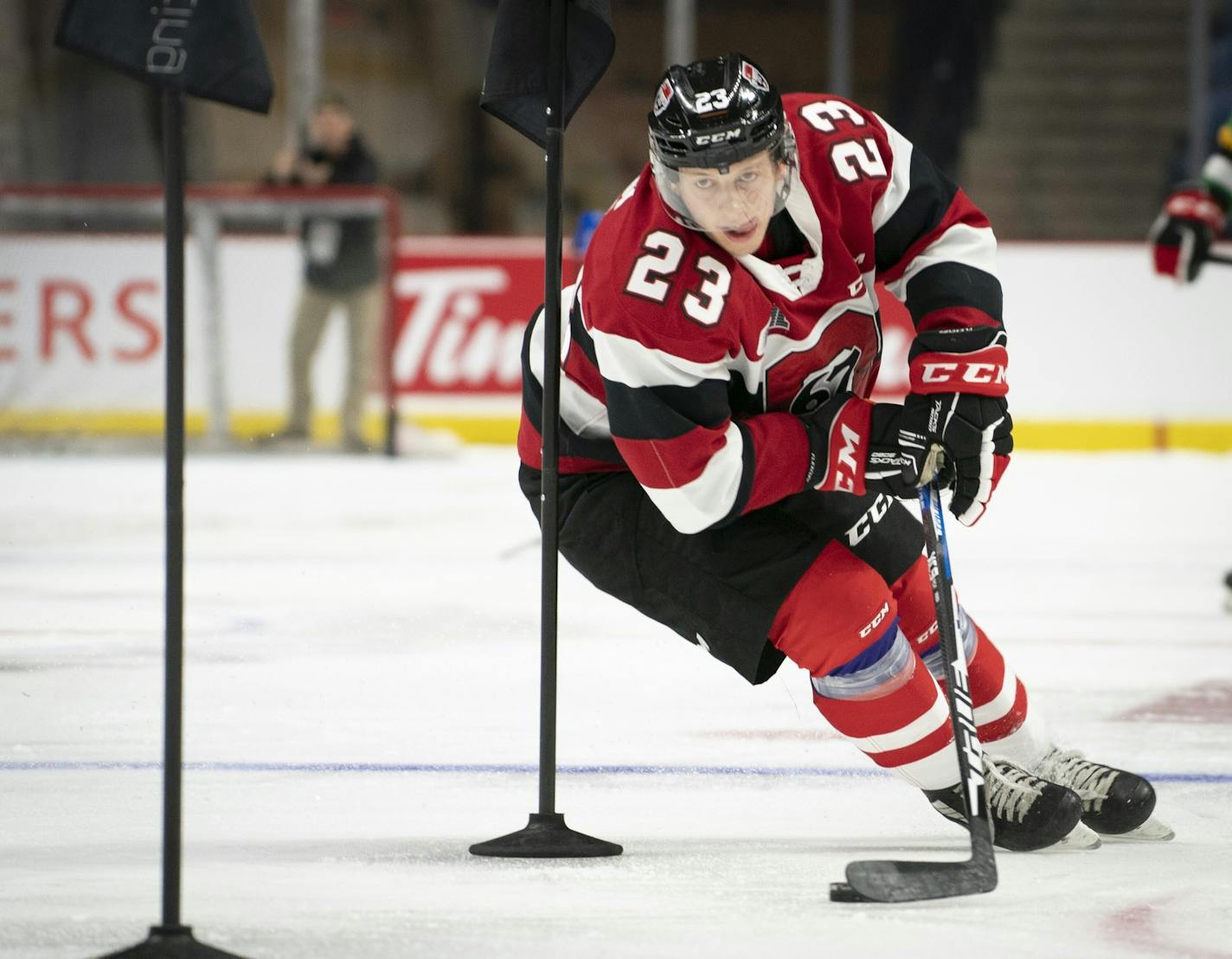 Marco Rossi skated during the Kubota OHL/NHL Top Prospects skills testing in Hamilton, Ontario, in January.