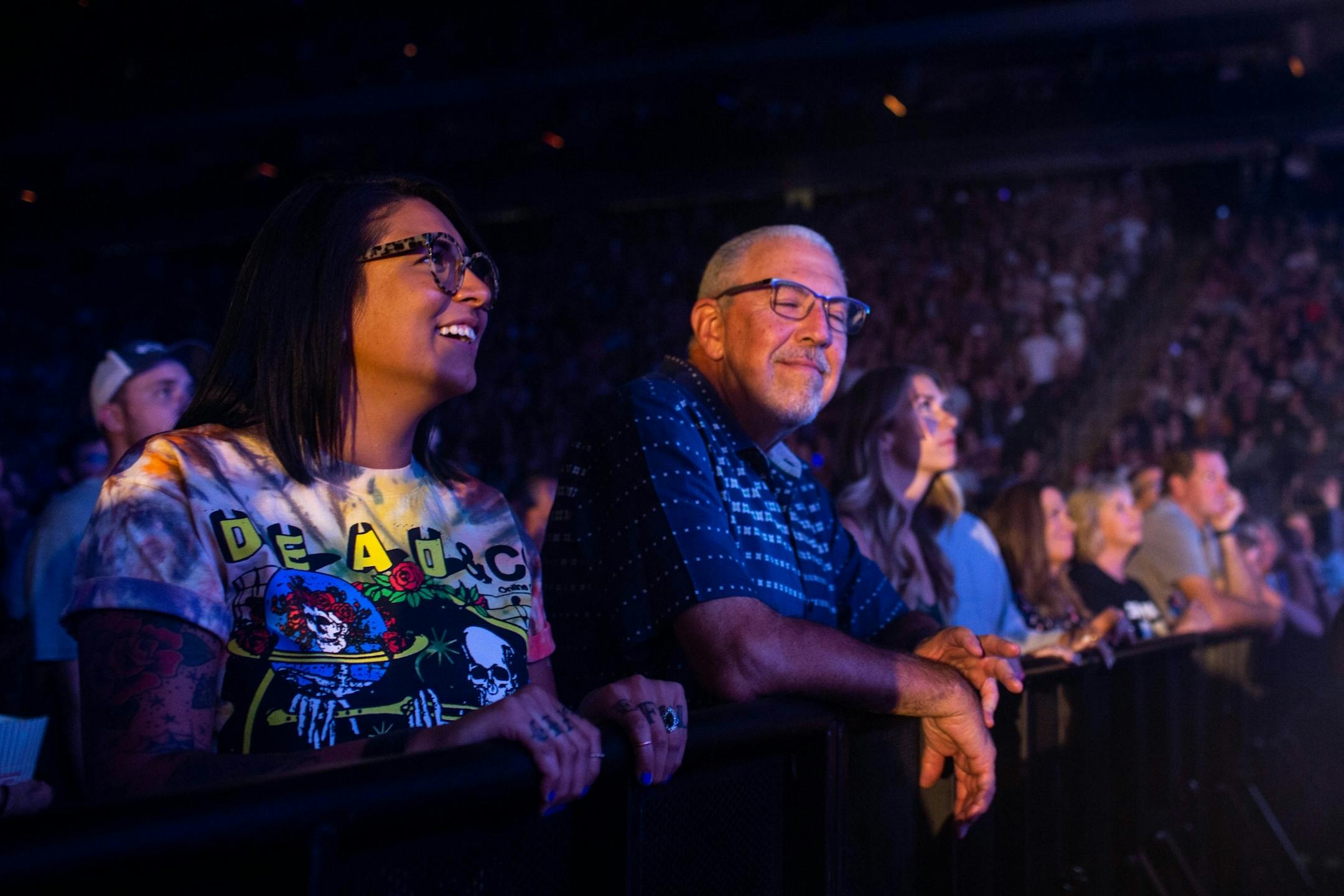 Audience members watch and listen as John Mayer performs at Xcel Energy Center Monday, August 5, 2019.