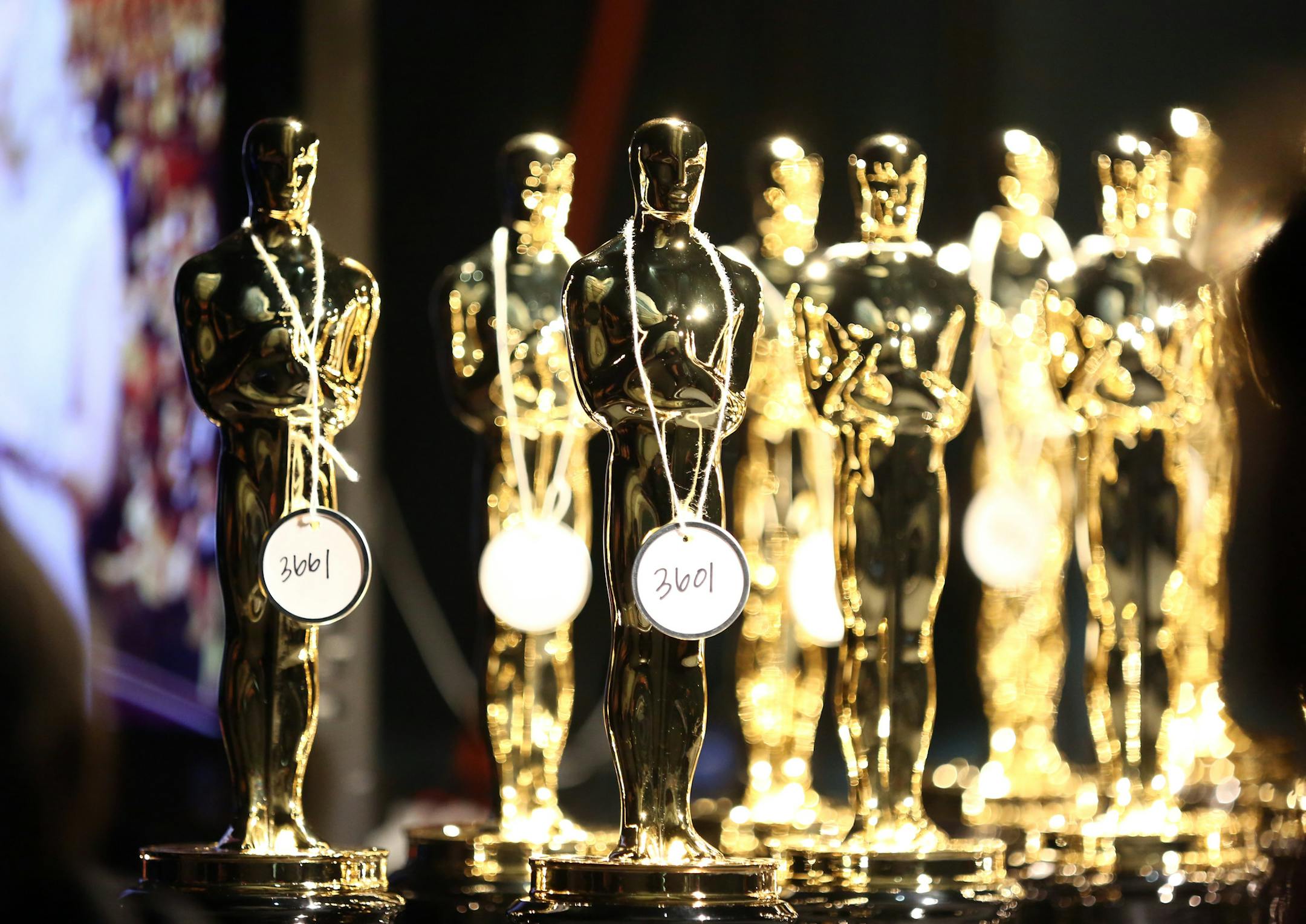 ** EMBARGOED AT THE REQUEST OF THE ACADEMY OF MOTION PICTURE ARTS & SCIENCES FOR USE UPON CONCLUSION OF THE ACADEMY AWARDS TELECAST ** Oscar Statues are displayed backstage at the Oscars at the Dolby Theatre on Sunday Feb. 24, 2013, in Los Angeles. (Photo by Matt Sayles/Invision/AP)