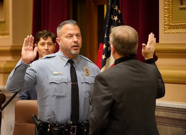Chief O'Hara taking the oath of office last November.