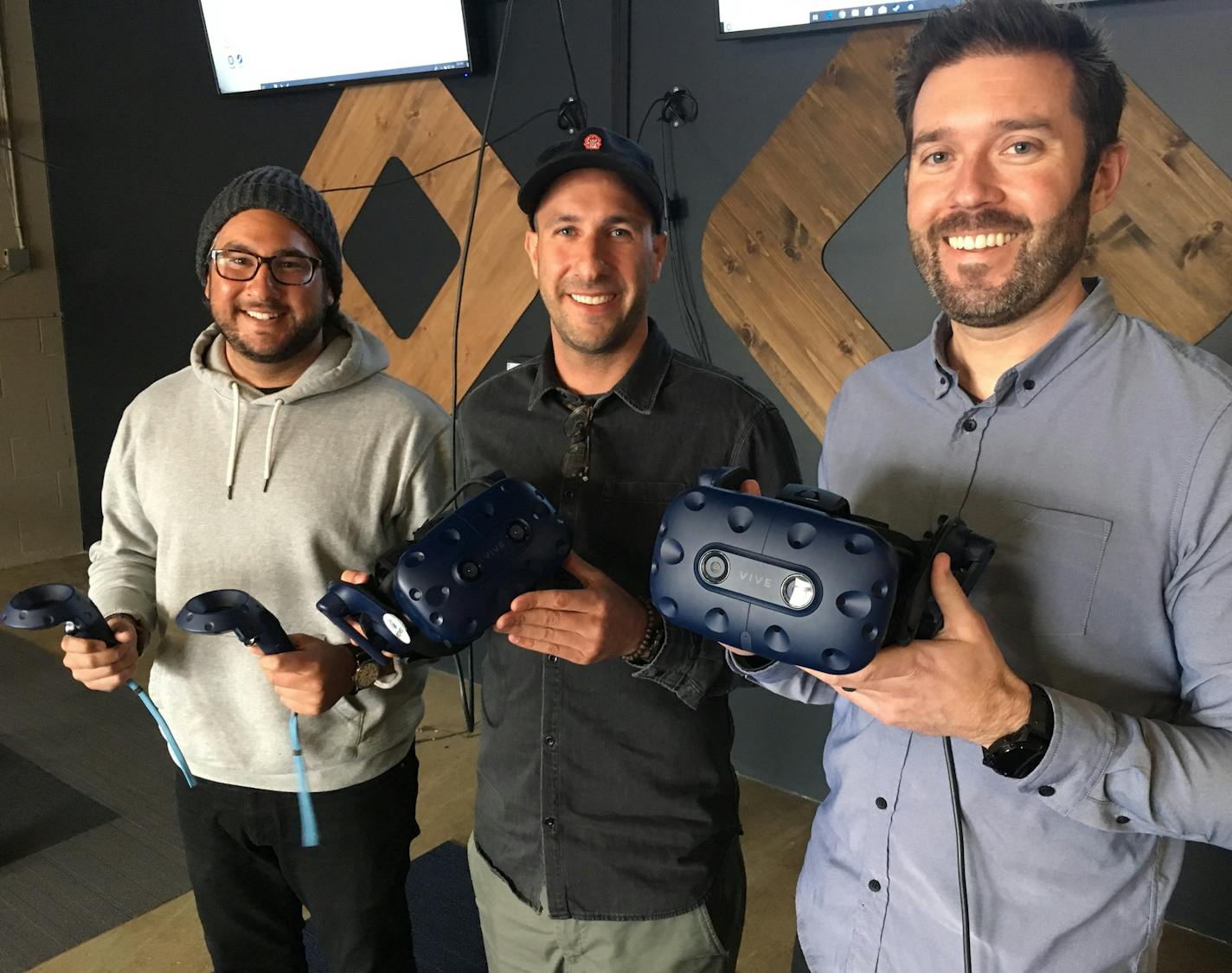 Rem5 Virtual Reality Lab partners (left-to-right) Bijan Berenjian, 29; Amir Berenjian, 35; Travis Hoium. Photo: Neal.St.Anthony@startribune.com