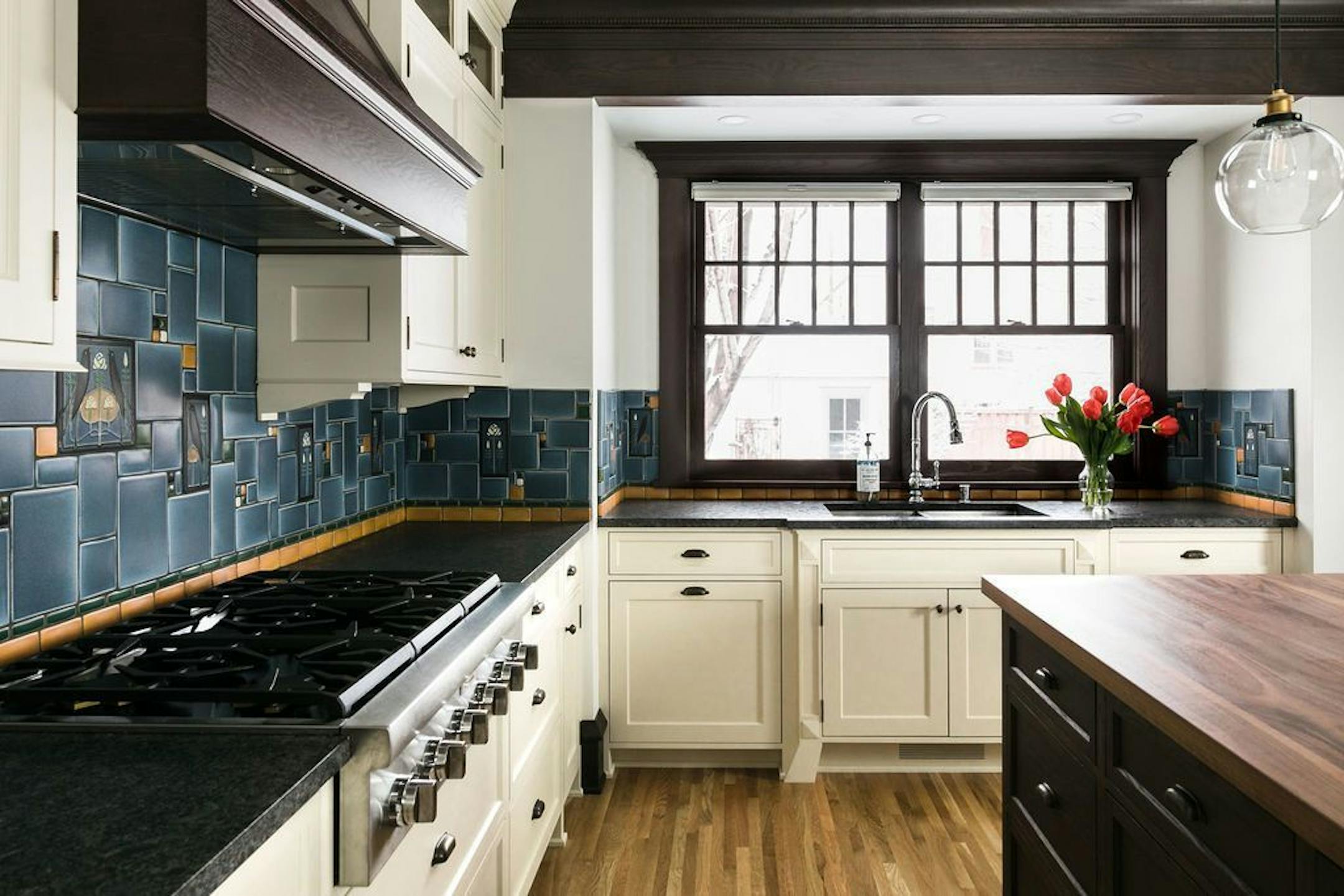 The new kitchen has the same footprint, plus a bump-out for the sink.