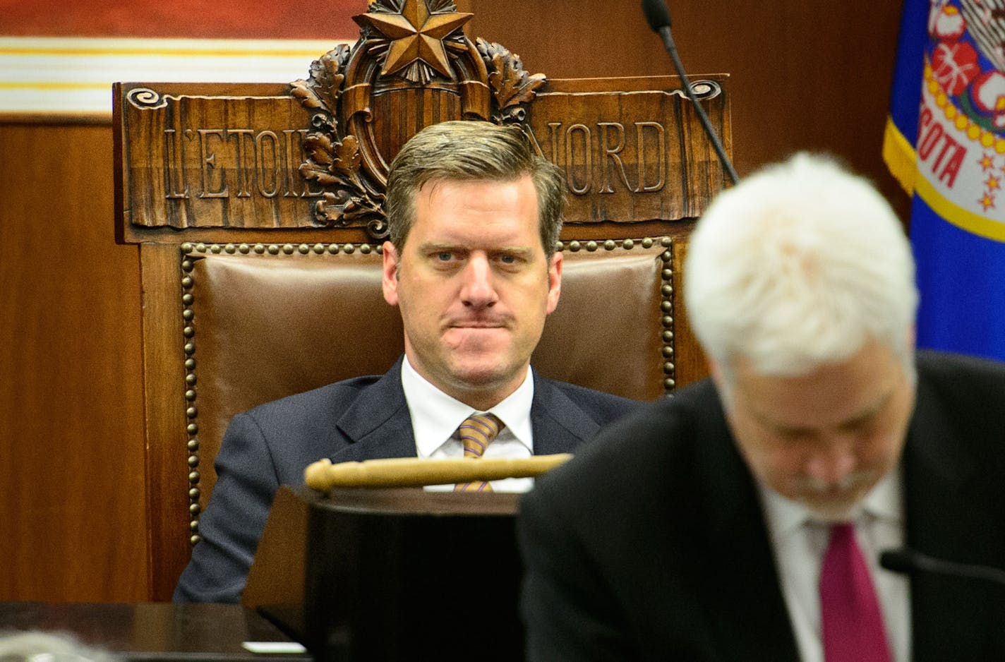 House Speaker Daudt presided over the special session. His speaker's chair was brought out of storage for the day. ] GLEN STUBBE * gstubbe@startribune.com FRIDAY, June 12, 2015 Special Session